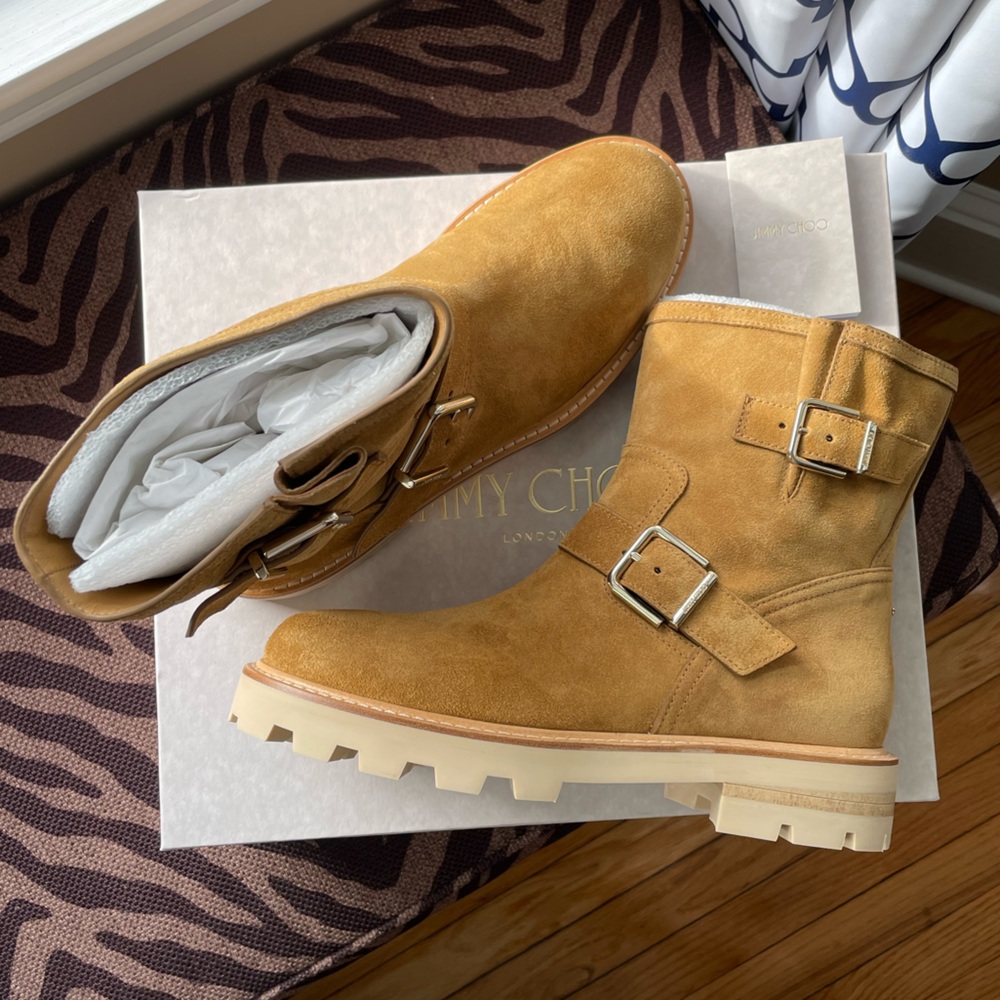 😍NWT Jimmy Choo Youth Il suede buckle ankle boots in camel, 40 - Picture 5 of 17